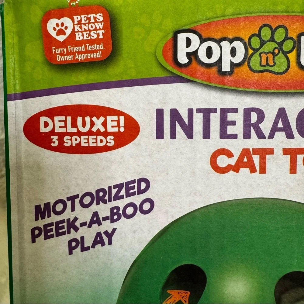 Pop N' Play Interactive Cat Toy Green Auto Shut Off Timer Three Speed Settings